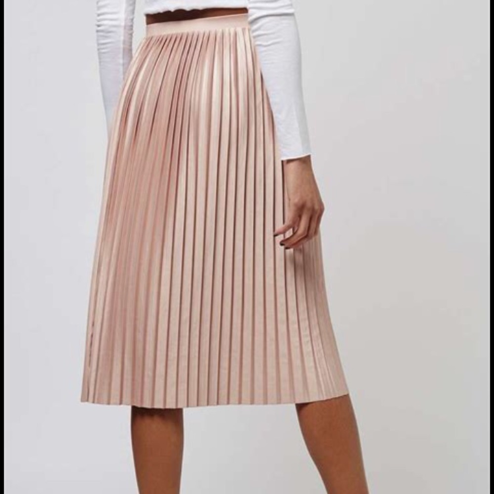 TOPSHOP midi jersey skirt metallic pink size US 2